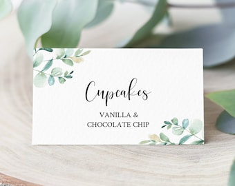 Eucalyptus Geometric Editable Buffet Labels, Foliage Buffet Label Template, Food Tent Card, Boy Girl Shower Decor, Instant Download 022-W