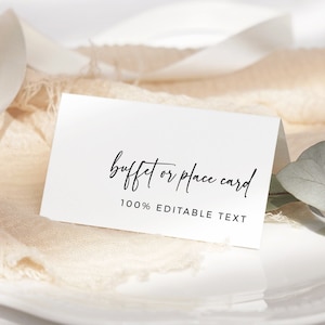 Modern Buffet Labels, Minimalist Food Cards, Boho Food Tent Card, Minimal Buffet Decor, Shower Decor, Gender Neutral Editable Template 001-W