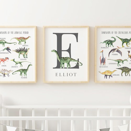 Set of 6 Dinosaur Nursery Print Baby Room Wall Art Dino - Etsy