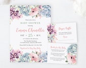 Succulent Editable Baby Shower Invitation Template, Cactus Book Insert, Diaper Raffle, Boho Invite, Gender Neutral, Instant Download 032-W