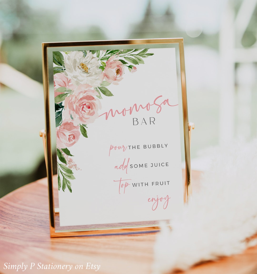 Momosa Bar Sign, Blush Momosa Bar Sign Template, Mimosa Bar Juice Tags ...