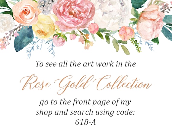 Rose Gold Personalised Monogram Nursery Art Pink Floral Initial Print 618-A