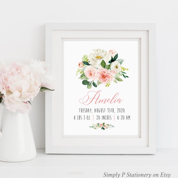 Birth Stats Wall Art - Etsy