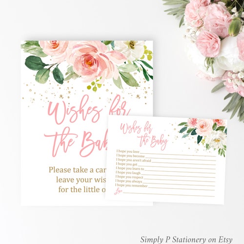 Wishes for Baby Sign and Note Cards Printable Baby Shower Etsy