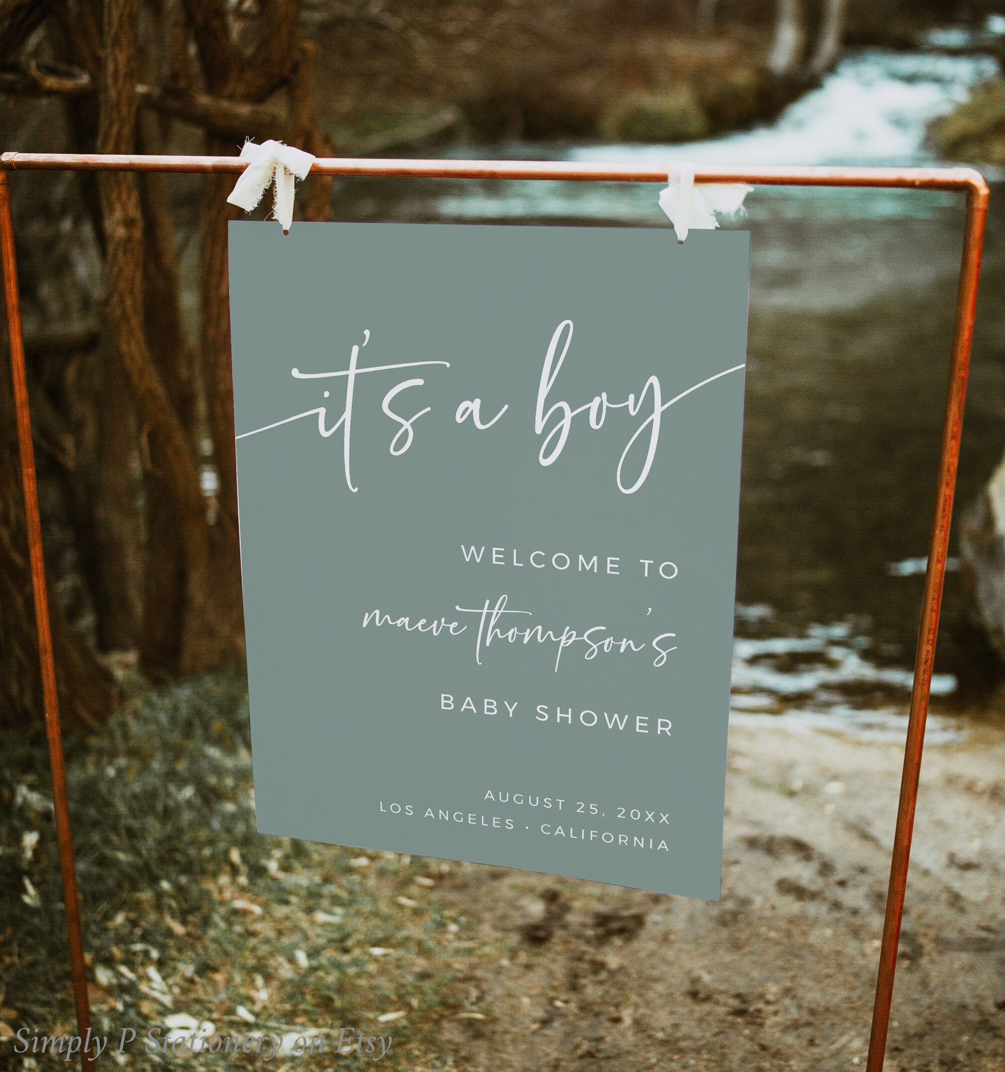 Boy Baby Shower Welcome Sign Sage Green Welcome Sign Boy, Modern ...