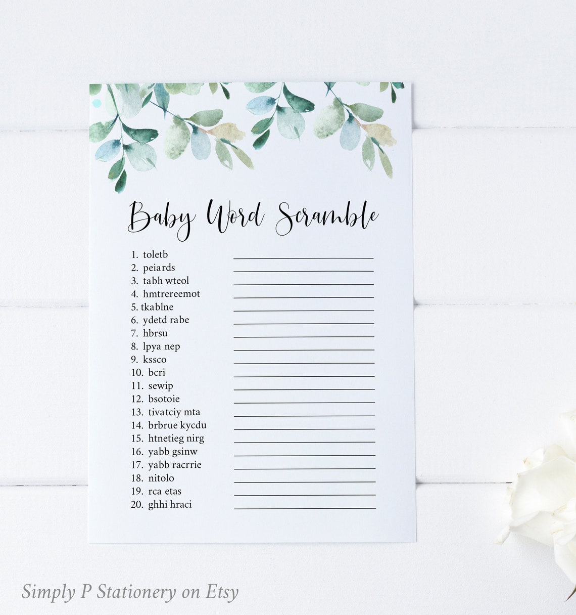 Eucalyptus Baby Shower Game Pack Printable Games Bundle Etsy