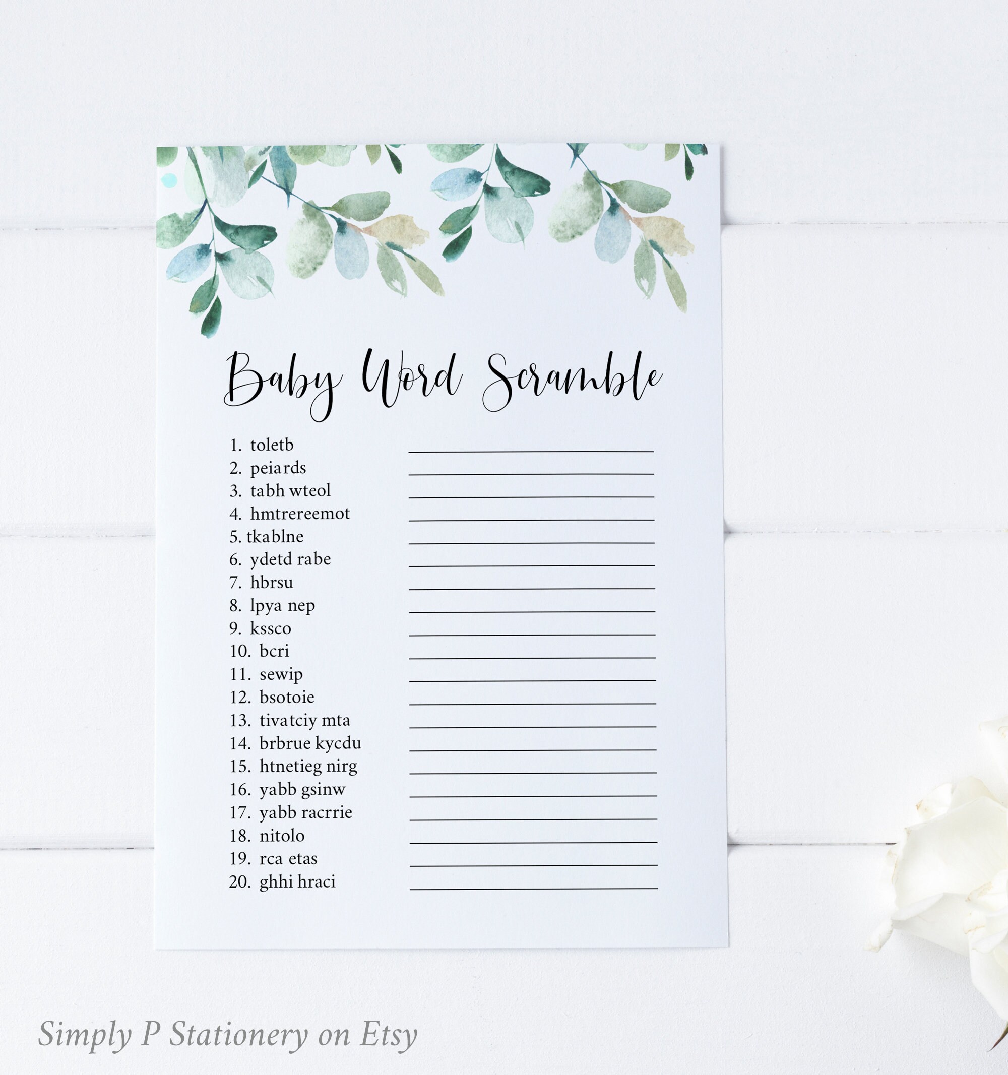 Eucalyptus Baby Shower Game Pack Printable Games Bundle - Etsy