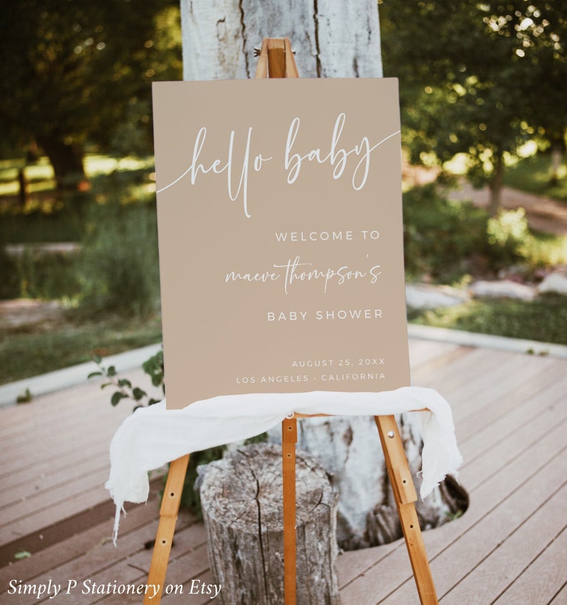 Taupe Baby Shower Welcome Sign Neutral Welcome Sign Boy - Etsy
