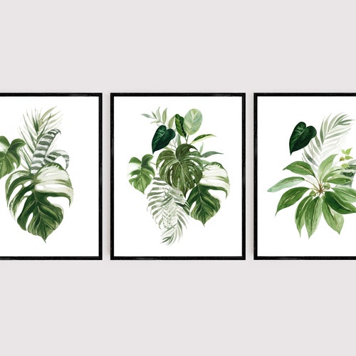 Botanical Printable Wall Art Monstera Palm Leaves Home Decor Etsy