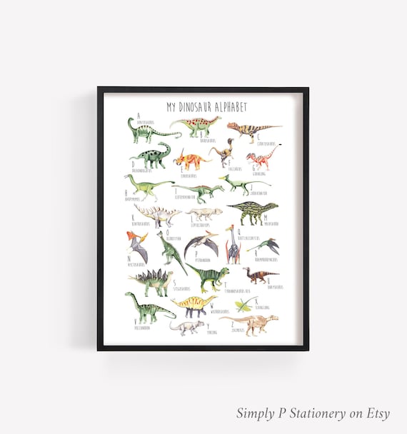 Digital Prints ABC Wall Art Dinosaur Alphabet Printable Alphabet Poster