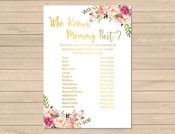 Gold Boho Who Understands Mommy Least difficult Printable Activity, Floral Who graphic regarding Who Knows Mommy Best Printable named Gold Boho Who Is familiar with Mommy Simplest Printable Video game, Floral Who