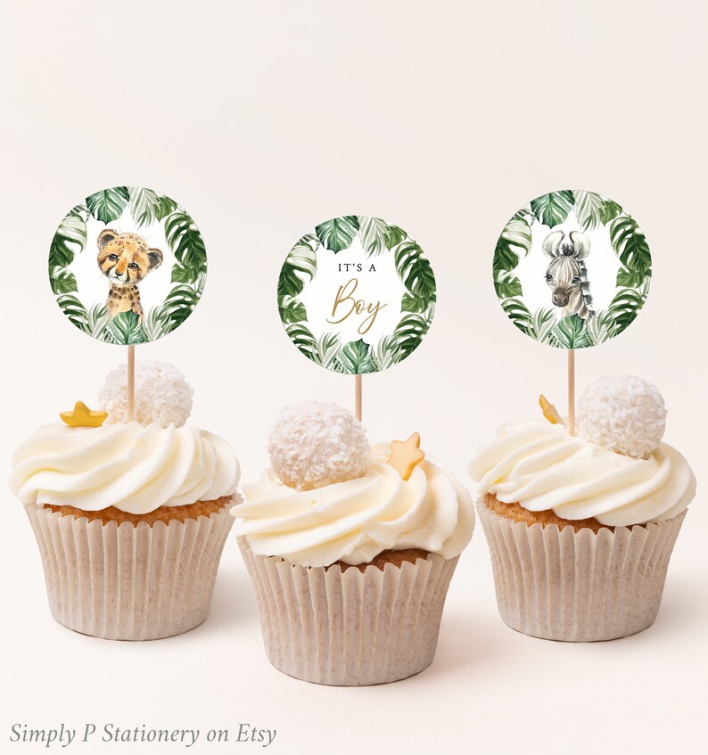Safari Animal Cupcake Toppers Jungle Animal Cupcake Topper Etsy