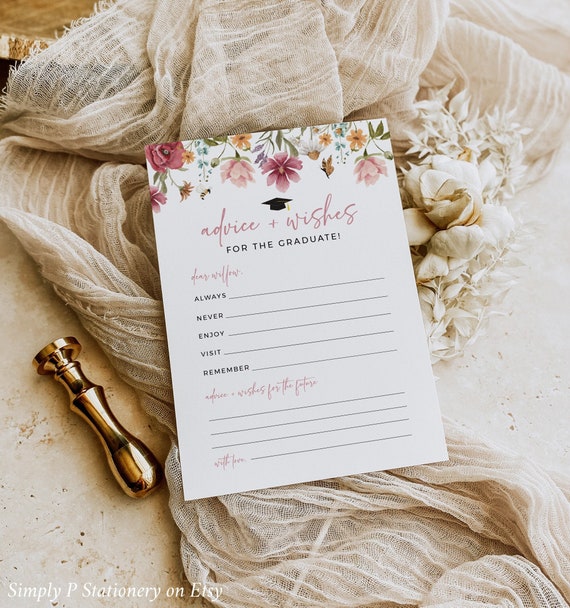 advice for the grad cards Spring What better way to send a graduate off with all of your love than having guests at your graduation party fill these cards out Goodbye High School, Hello College