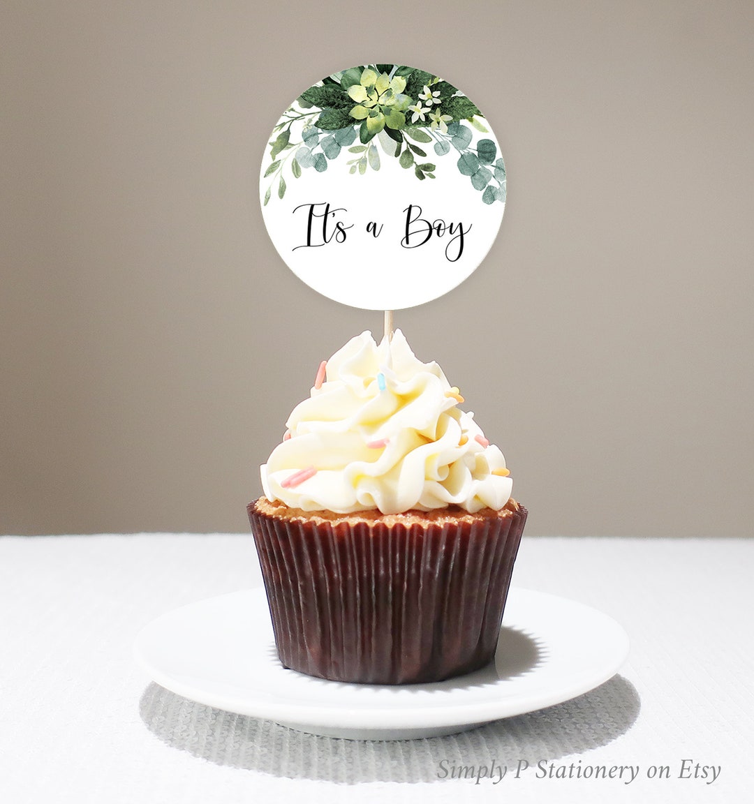 Foliage Editable Cupcake Toppers, Greenery Printable Cupcake Topper ...