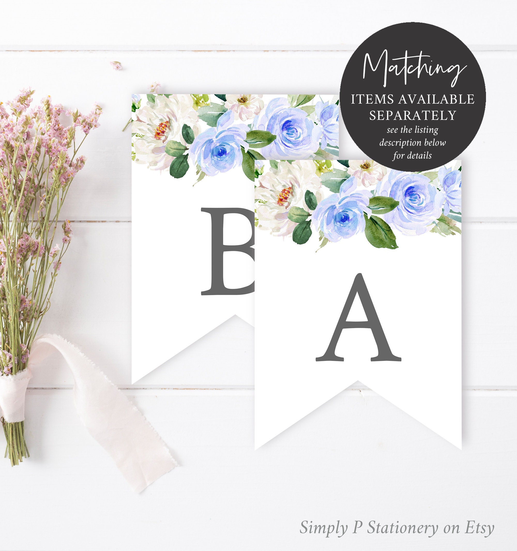 It's a Boy Blue Gold Floral Editable Baby Shower Welcome - Etsy