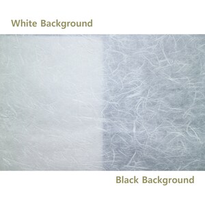 May include: Close-up of two pieces of textured paper. The paper on the left has a white background and the paper on the right has a black background.