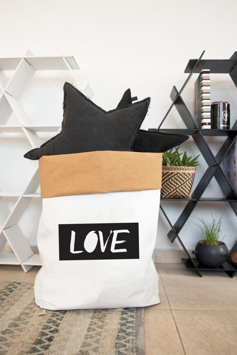 Washable Kraft Paper Bag Storage Bags Storage Bin Laundry Etsy