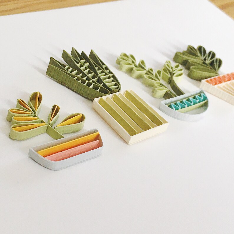 Eco-friendly packaging Potted Plants Paper Quilled Plants in Pots Succulents