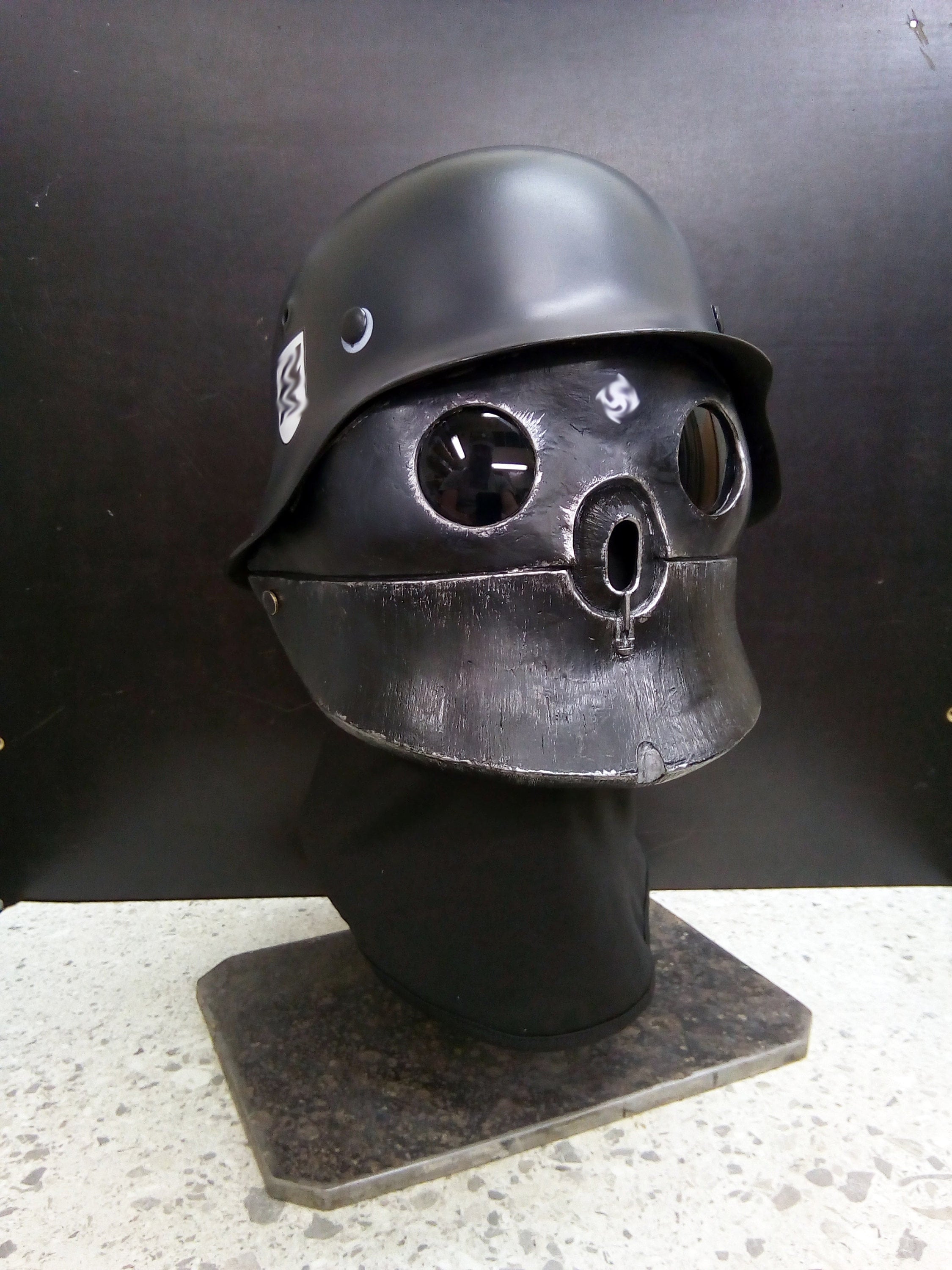 german motorcycle helmet with mask Style Half Open Face Adult Men Women DOT Approved Retro HelmetMatte Black (Large) : Automotive Blackguard helmet and mask from the cult classic Wolfenstein Ultra-Light Real Carbon Fiber German