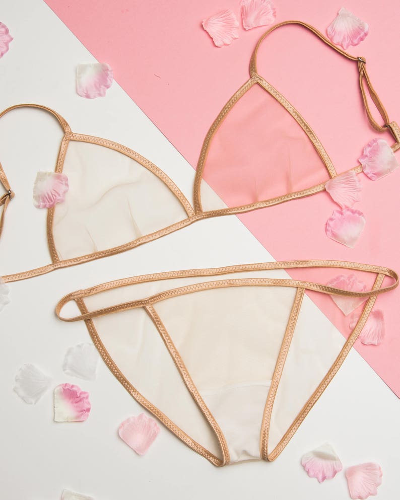 Nude Lingerie Set Bralette and Panty Transparent lingerie Etsy
