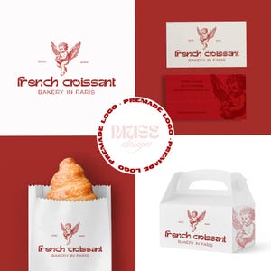 Vooraf gemaakt croissantlogo | Frans logo | Kant en klaar logo | Croissant-logo | Professioneel logo | Logo-ontwerper