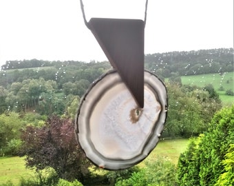 Sonnenfänger Fensterschmuck Achatscheibe "The Cristal on Oak"  Suncatcher