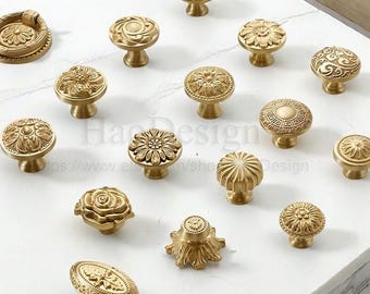 Maniglie retrò in ottone massiccio a forma di fiore, maniglie per cassetti, maniglie per armadi, maniglie per mobili, maniglie per cassetti in ottone, maniglie per mobili.