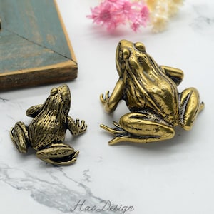 Boutons grenouille en laiton massif, bronze vieilli, boutons de tiroir animaux, boutons en laiton Poignées, poignées de tiroir, boutons de porte, poignées de tiroir