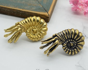Bronze Laiton massif Boutons en ammonite Poignées en laiton Poignées de tiroir en laiton Boutons de porte de commode Poignées d'armoire Poignées Quincaillerie d'armoire