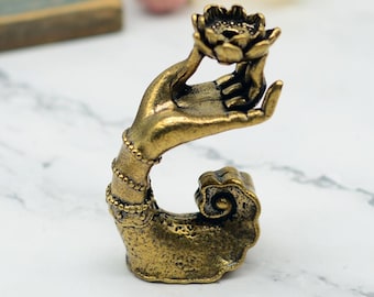 Solid Brass Lotus Buddha's Hand Guanyin Zen Knobs,Drawer Knob,Brass knob Handles pulls,Dresser Drawer Pulls  Knobs,Unique Cabinet Hardware