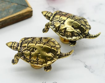 Bronze Solid Brass Turtle knob pull Brass Handle knob pulls brass drawer knob Dresser pull door Knobs Cabinet Pulls Handles Cabinet Hardware