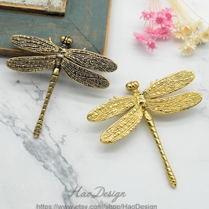 Brass Dragonfly Furniture Knobs,Kitchen Cabinet Knob,Brass Drawer Knob,Drawer Pulls,Brass Knobs,Dresser Handles,Furniture Hardware H39