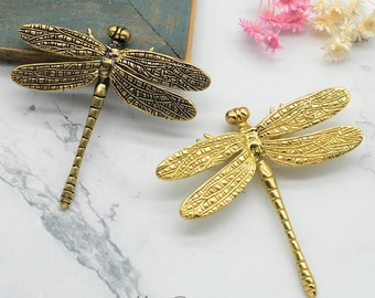 Möbelknoppar i mässing med trollslända, köksskåpsknopp, lådknopp i mässing, lådhandtag, mässingsknoppar, byråhandtag, möbelbeslag H39