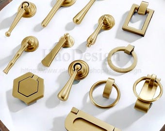 Massivem Messing im chinesischen Stil Ring Knäufe Schublade Knäufe Griffe Schrank Griff Knäufe Kommode Schranktür Sideboard Knäufe Möbelbeschläge