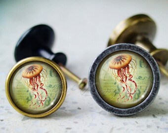 Botão de cabochão de água-viva, botão de gaveta de cômoda, botões de armário de móveis, puxador de gaveta, puxadores de móveis, puxador de botão de cômoda, botão de armário