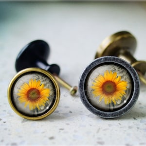 Sunflower Cabochon Knob,Dresser Drawer Knob,Furniture Cabinet Knobs, Drawer handle Pull, Furniture Knobs,Dresser Knob pull,Cabinet Knob