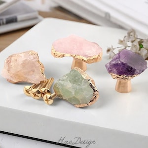 Natural Crystal edging gold single-hole home knobs,Drawer Pulls ,Cabinet Pulls,Wardrobe Pull,Irregular crystal Knob,Dresser handle CY-10