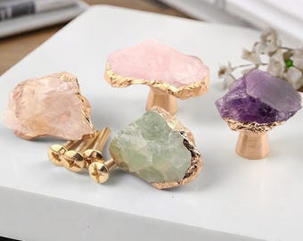 Natural Crystal edging gold single-hole home knobs,Drawer Pulls ,Cabinet Pulls,Wardrobe Pull,Irregular crystal Knob,Dresser handle CY-10