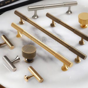 Maniglia per mobile in ottone massiccio con texture verticale in bronzo, pomelli per cassettiere, armadi, cucine, credenze, maniglie