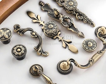 Retro Massiv Messing Antik Bronze Knäufe Griffe Schublade Kleiderschrank Dresser Pulls Schrank Griffe Schublade zieht Griffe Messing Pulls Griffe