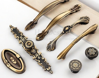 Retro Solid Brass Black bronze Knobs Pulls handles drawer wardrobe Dresser Pulls cabinet handles Drawer pulls Handles Brass Pulls handles