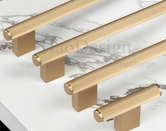 Manijas de gabinete de líneas verticales de latón macizo, perillas, tiradores de cajones de armario, manijas para cocinas, armarios, tocadores, manijas, herrajes