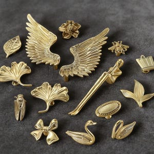 Messing takkengrepen, ladehandgrepen bloemen, bloemknoppen, messing handgrepen, ladetrekknop, deurknoppen, knoppen ladegrepen Handvat kasthardware