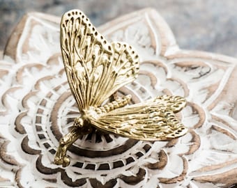 Brass Butterfly Furniture Knobs,Kitchen Cabinet Knob,Brass Drawer Knob,Drawer Pulls,Brass Knobs,Dresser Handles,Furniture Hardware H50