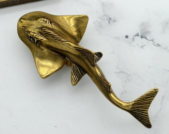 Bronze Solid Brass Guitarfish knobs Brass Handles knob pulls brass drawer knobs Dresser pulls door Knob Cabinet Pull Handle Cabinet Hardware