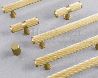 Manijas de gabinete moleteadas de latón macizo, perillas, tiradores de cajones de armario, manijas para cocinas, armarios, tocadores, manijas, herrajes para muebles