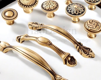 Retro Massiv Messing Antik Bronze Knäufe Griffe Schublade Kleiderschrank Dresser Pulls Schrank Griffe Schublade zieht Griffe Messing Knobs Knobs