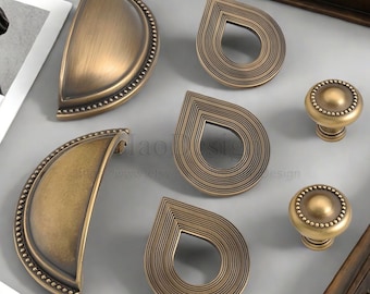 Maniglie retrò in ottone massiccio, bronzo, a forma di fiore, maniglie per cassetti, maniglie per armadi, maniglie per mobili, maniglie per cassetti in ottone, maniglie per mobili.