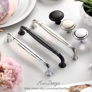 Brushed Nickel Drawer Pulls Black Kitchen Cabinet Door Handles Chrome Dresser Knobs Modern Furniture Handle Knob 96 128 160 192 256mm X-77R