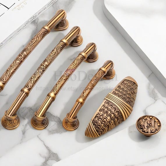 2 Anelli Per Mobili In Ottone Anticato - Maniglie Armadietti Stile Vintage